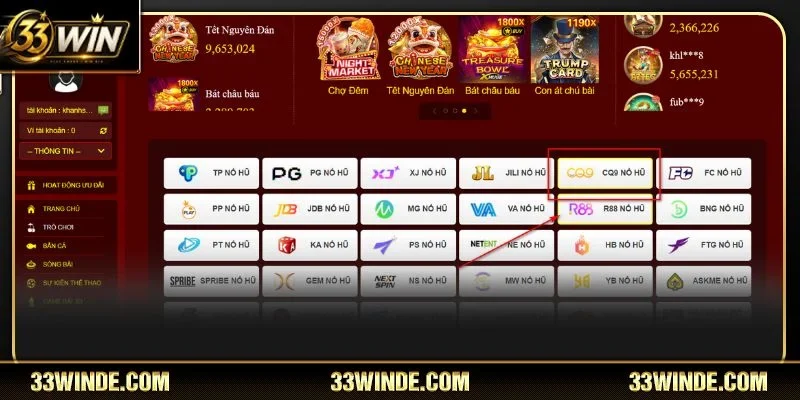 CQ9 là sảnh chơi slots đình đám hàng đầu tại 33WIN