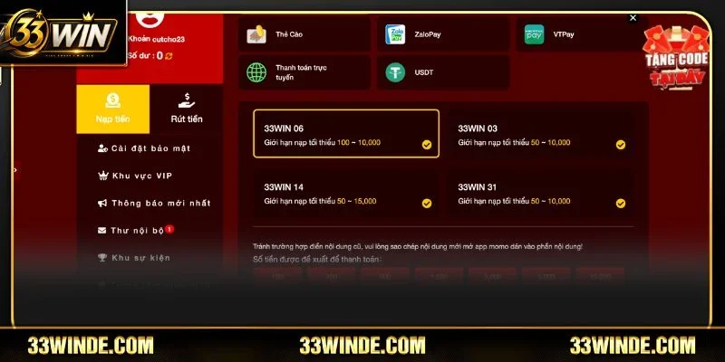 Lý do khiến người chơi an tâm nạp tiền 33WIN mỗi ngày.