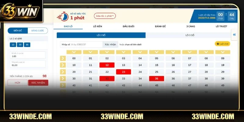 Xổ số tại 33WIN là sân chơi có mức chi trả thưởng cực khủng